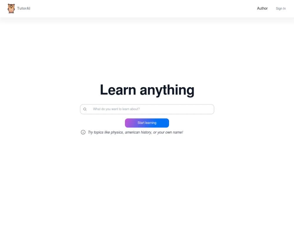 TutorAI website screenshot TutorAI website screenshot