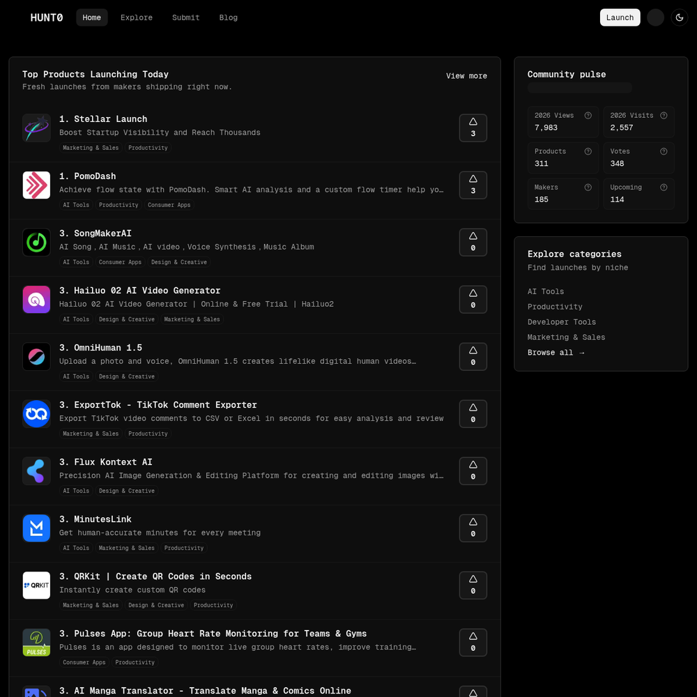 HUNT0 website screenshot HUNT0 website screenshot