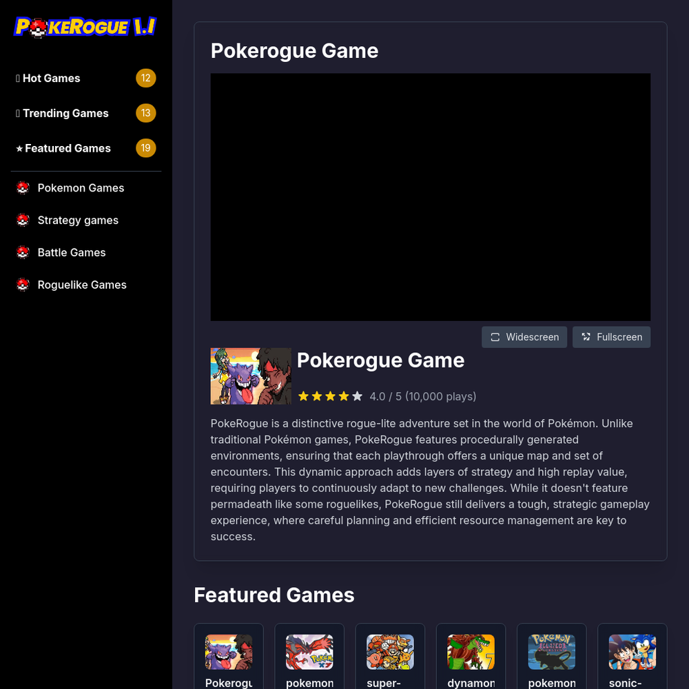 PokeRogue website screenshot PokeRogue website screenshot