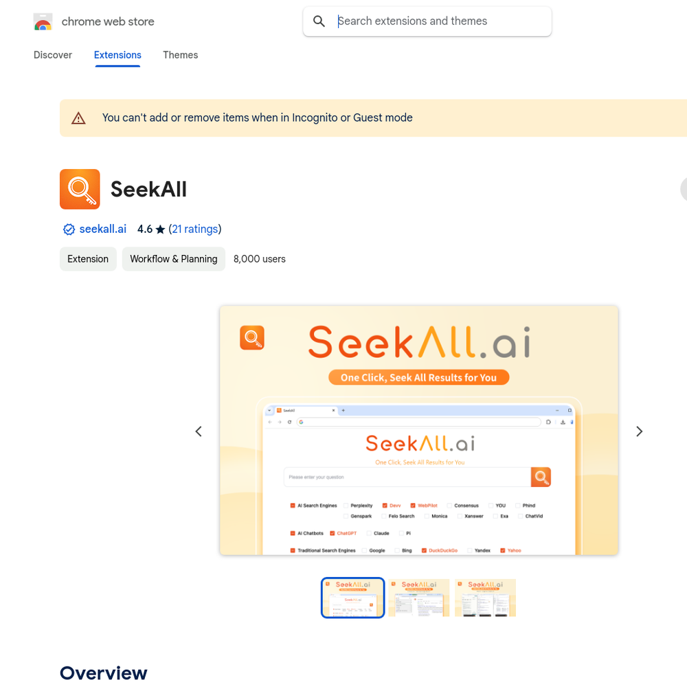 SeekAll website screenshot SeekAll website screenshot