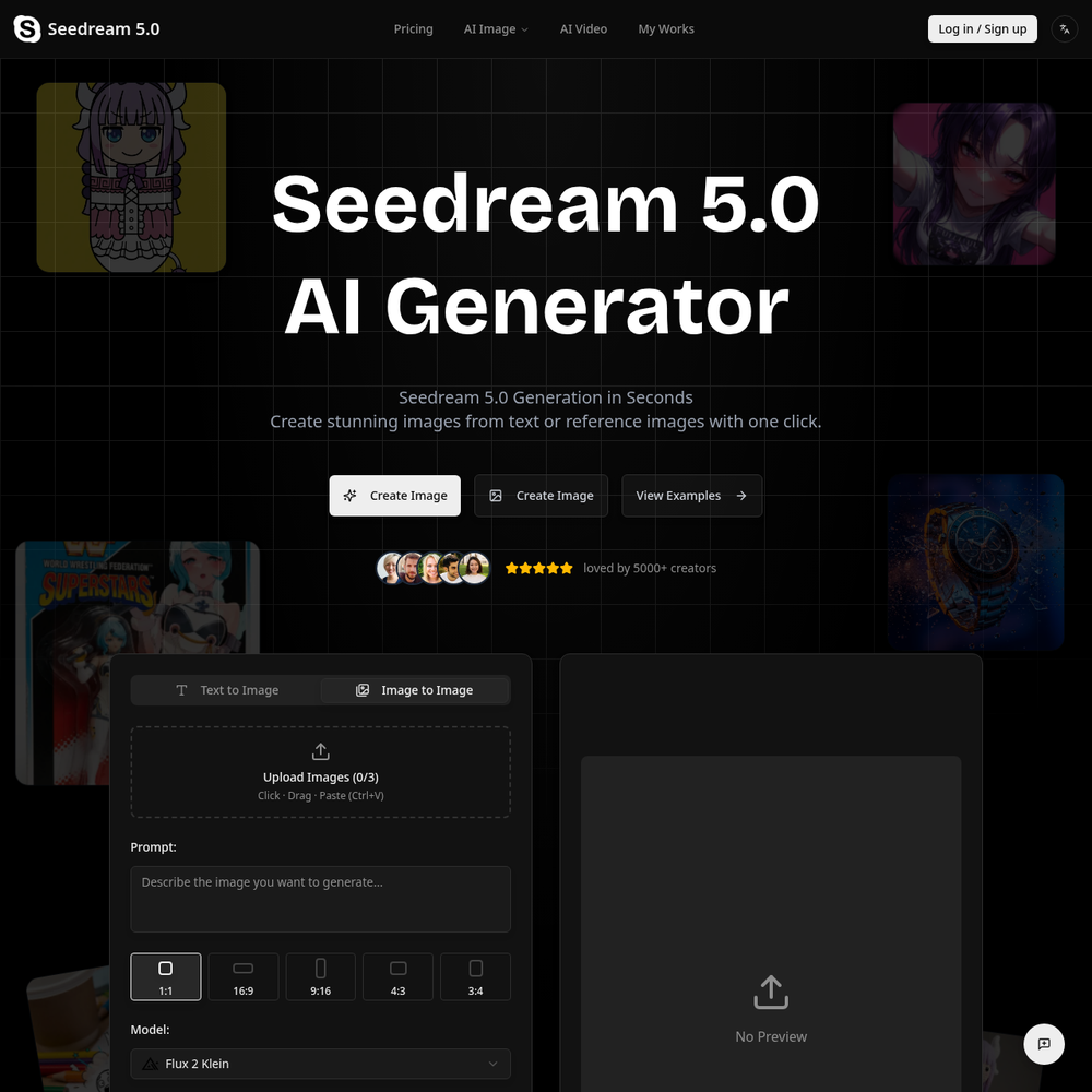 Seedream 5.0 AI website screenshot Seedream 5.0 AI website screenshot