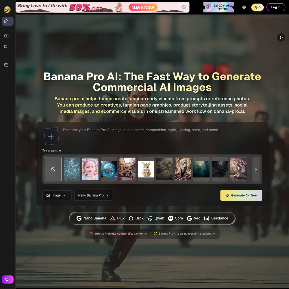 Banana Pro AI website screenshot Banana Pro AI website screenshot