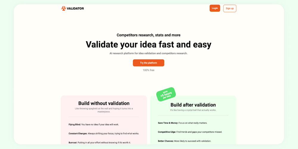 Validator website screenshot Validator website screenshot