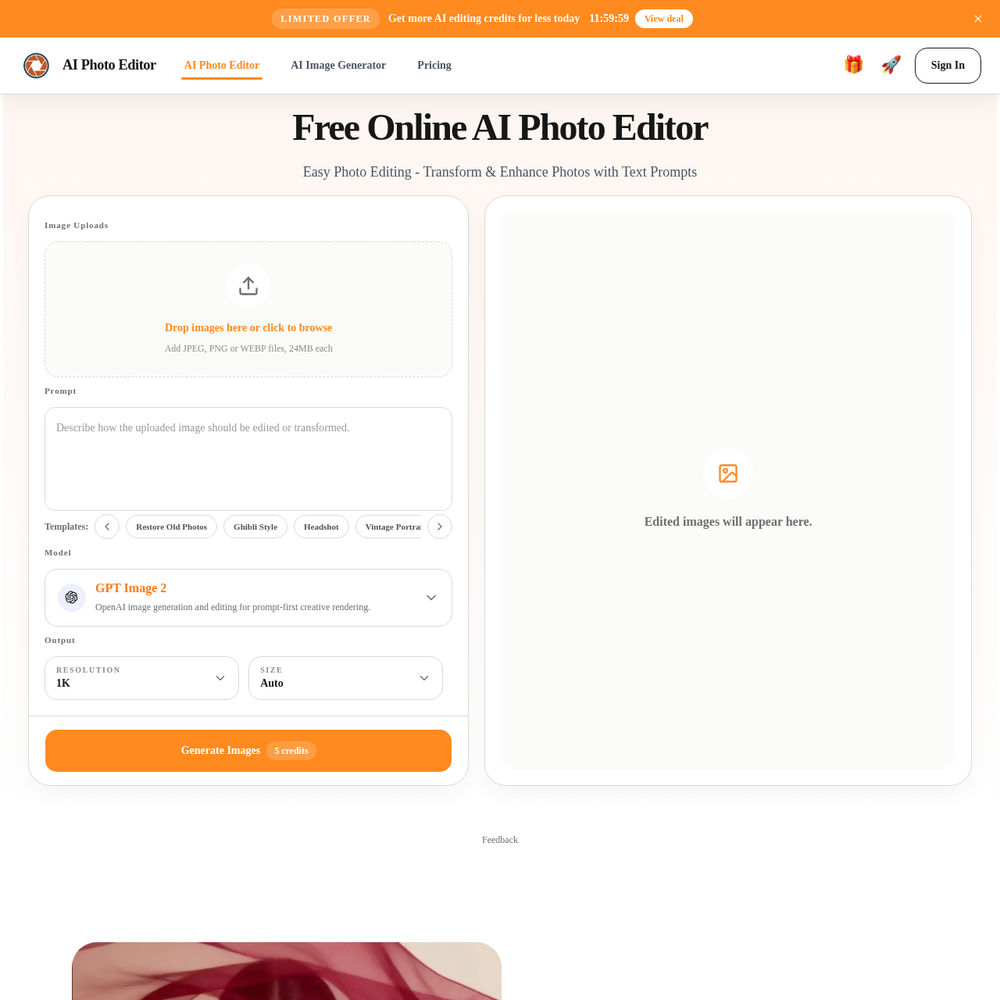 AIPhotoEditor website screenshot AIPhotoEditor website screenshot