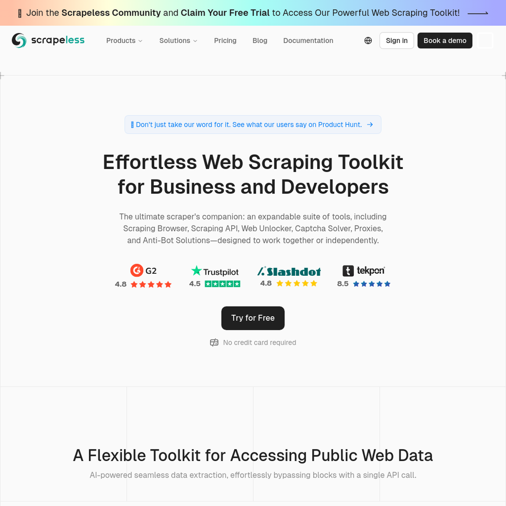 Scrapeless website screenshot Scrapeless website screenshot