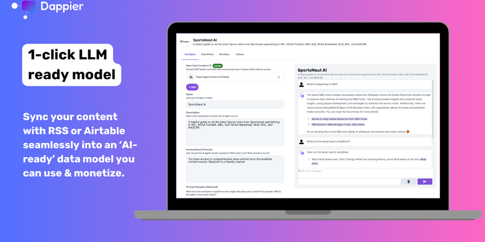 Dappier website screenshot Dappier website screenshot