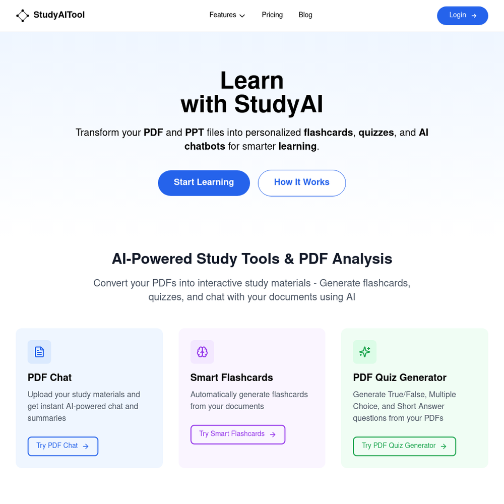 StudyAITool website screenshot StudyAITool website screenshot