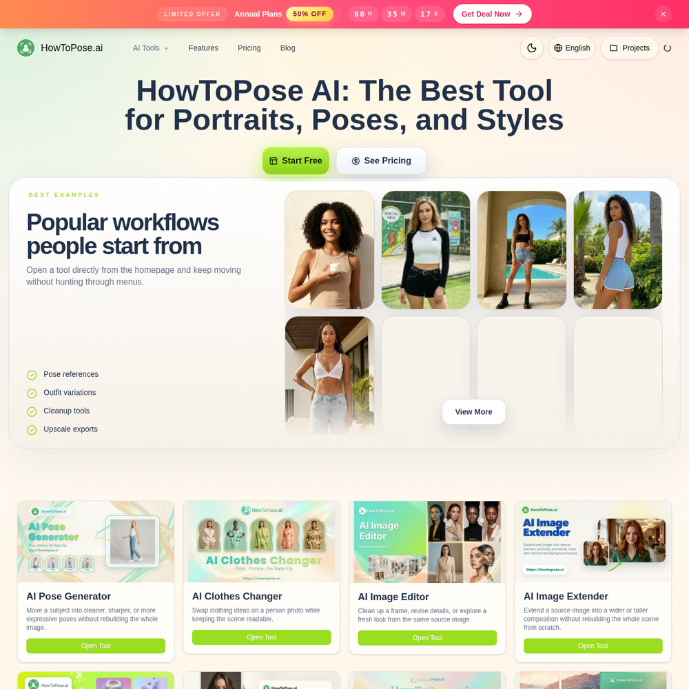 HowToPose AI website screenshot HowToPose AI website screenshot
