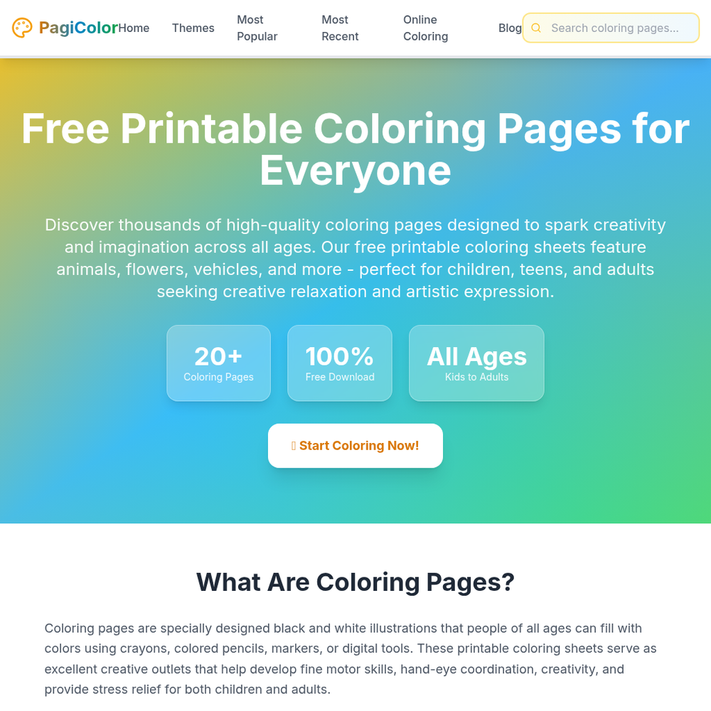 PagiColor website screenshot PagiColor website screenshot