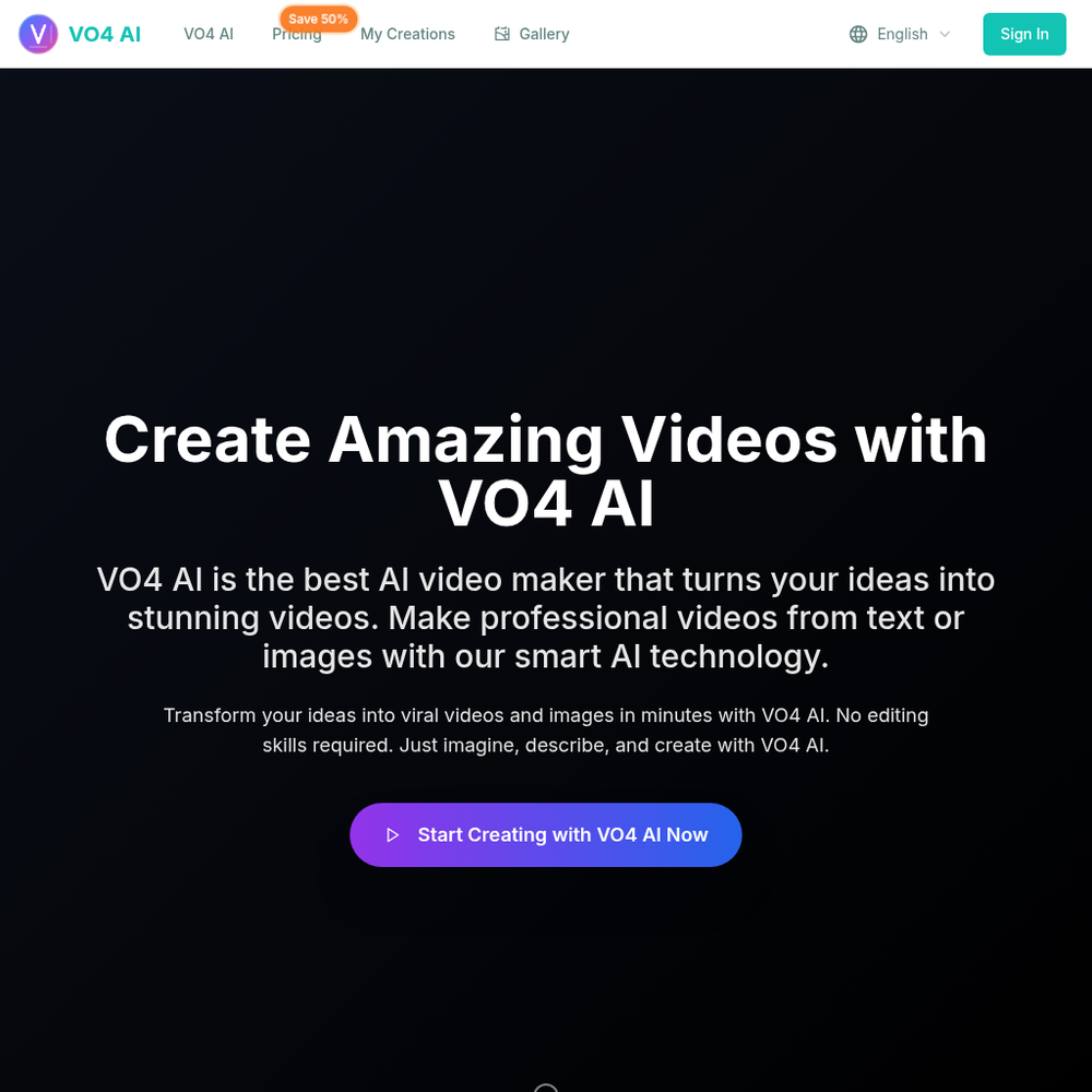 VO4 AI website screenshot VO4 AI website screenshot