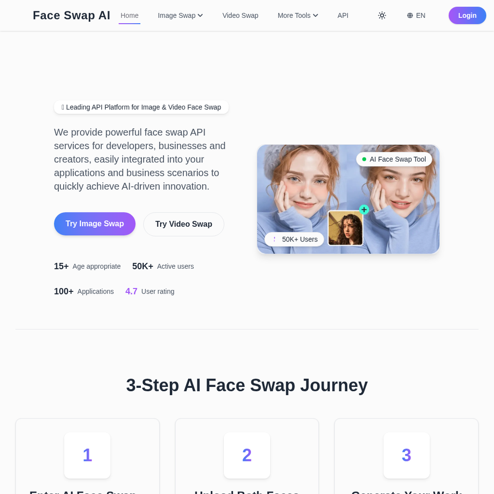 AI Face Swap website screenshot AI Face Swap website screenshot