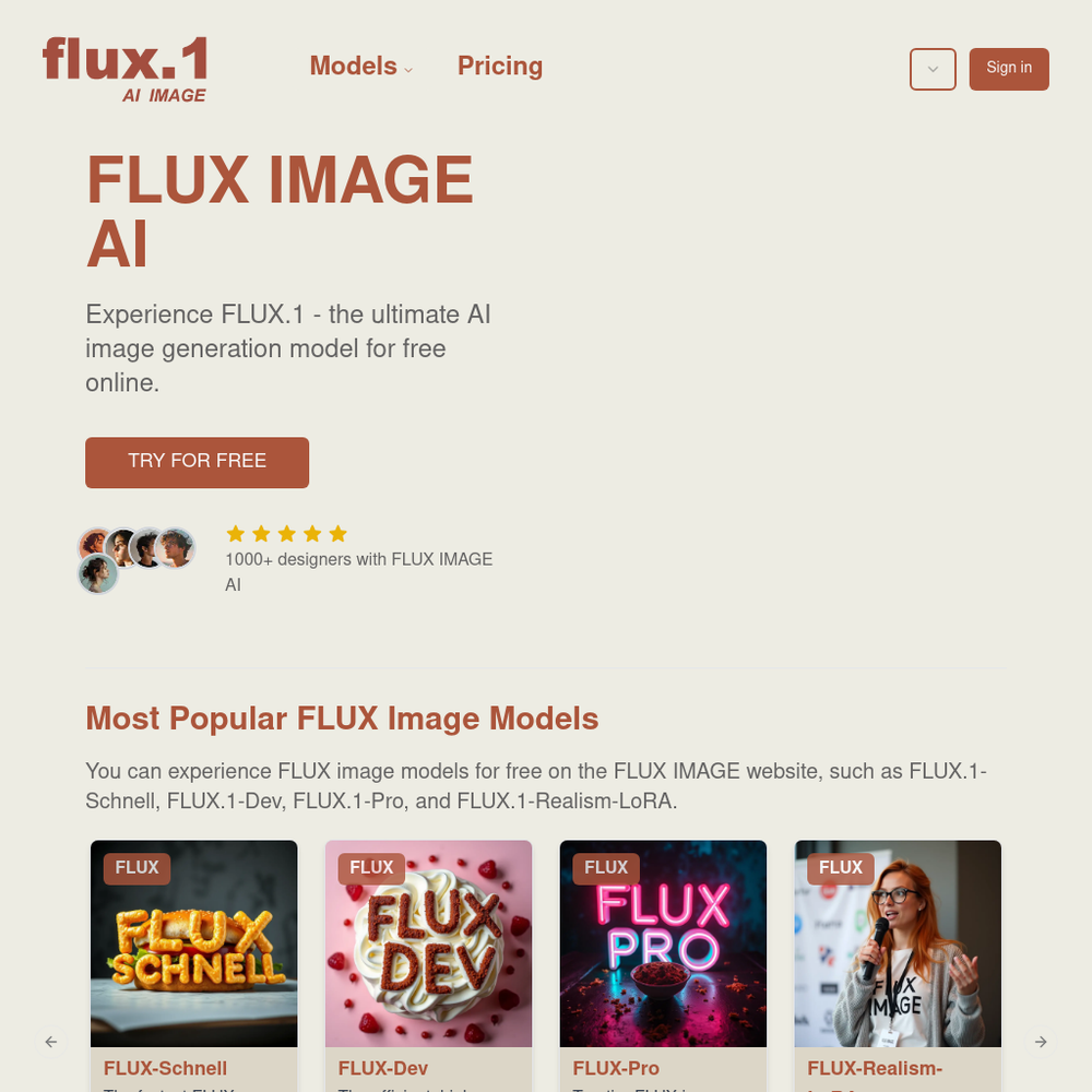 FLUX.1: AI Image website screenshot FLUX.1: AI Image website screenshot