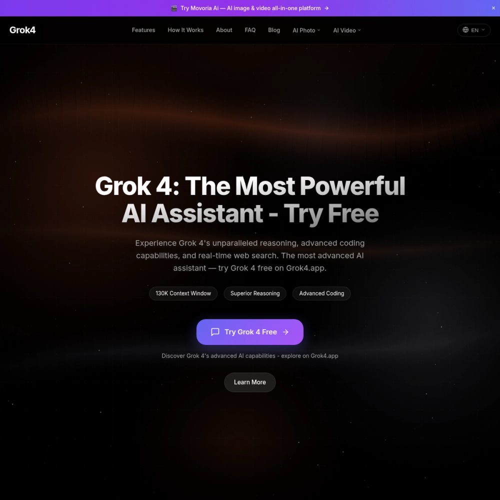 Grok 4 website screenshot Grok 4 website screenshot