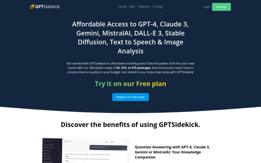 GPTSidekick website screenshot GPTSidekick website screenshot