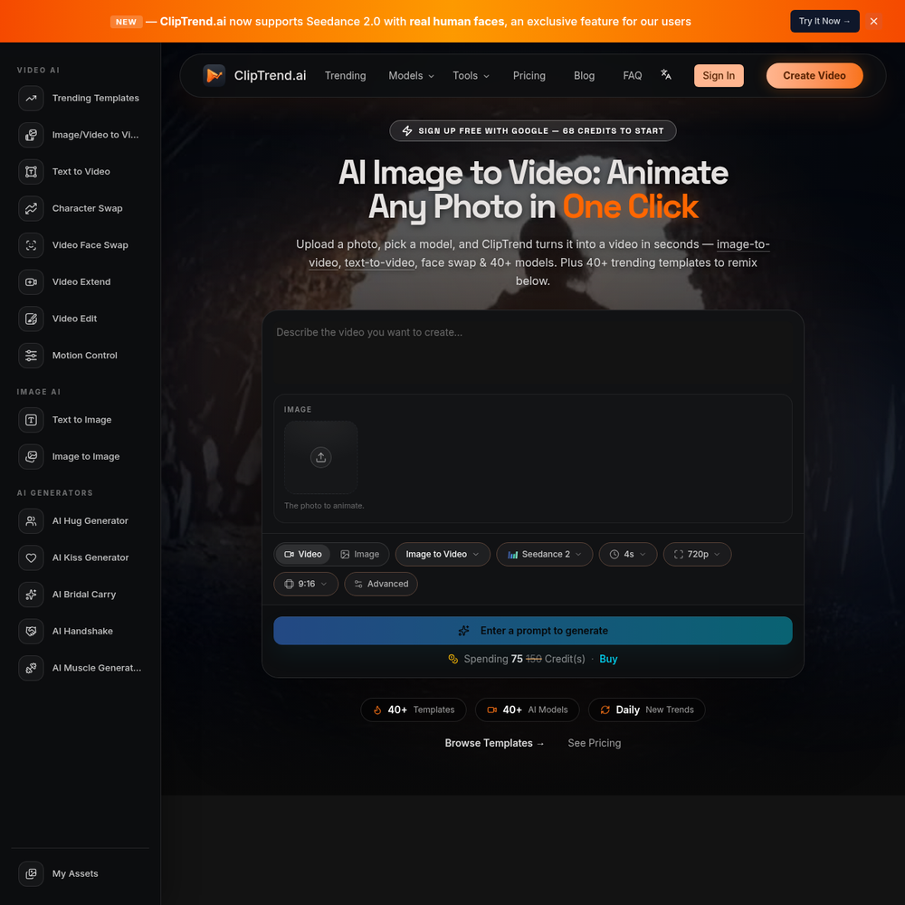 ClipTrend.ai website screenshot ClipTrend.ai website screenshot