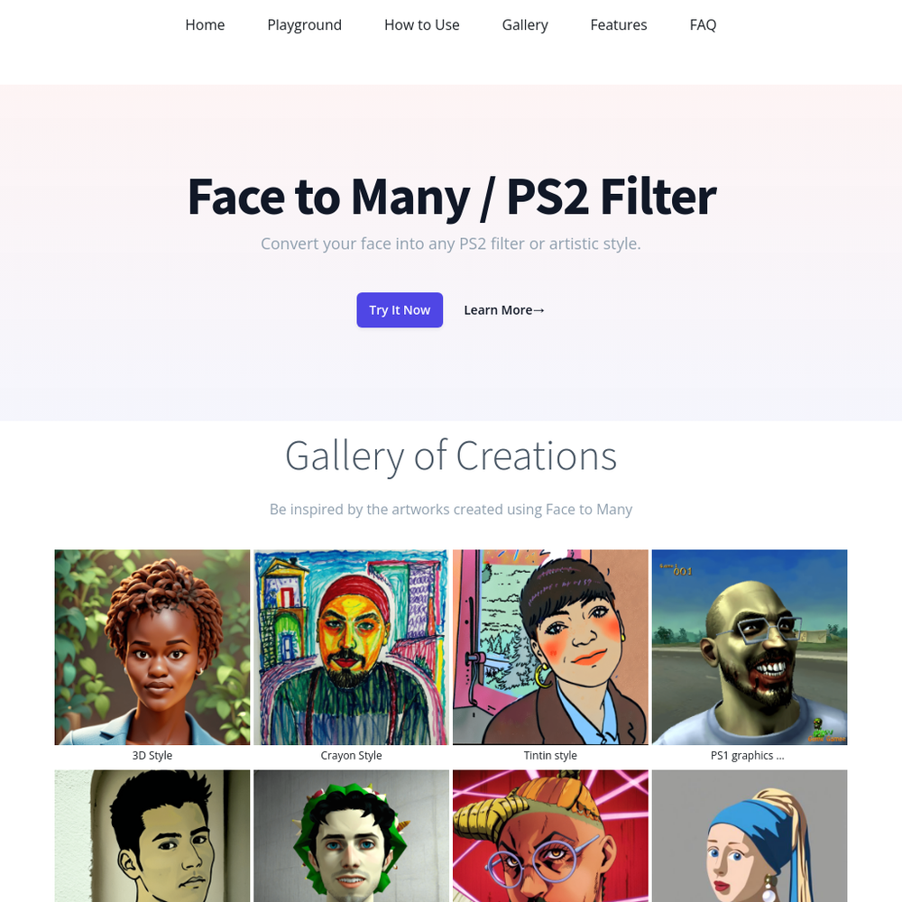 Face to Many website screenshot Face to Many website screenshot