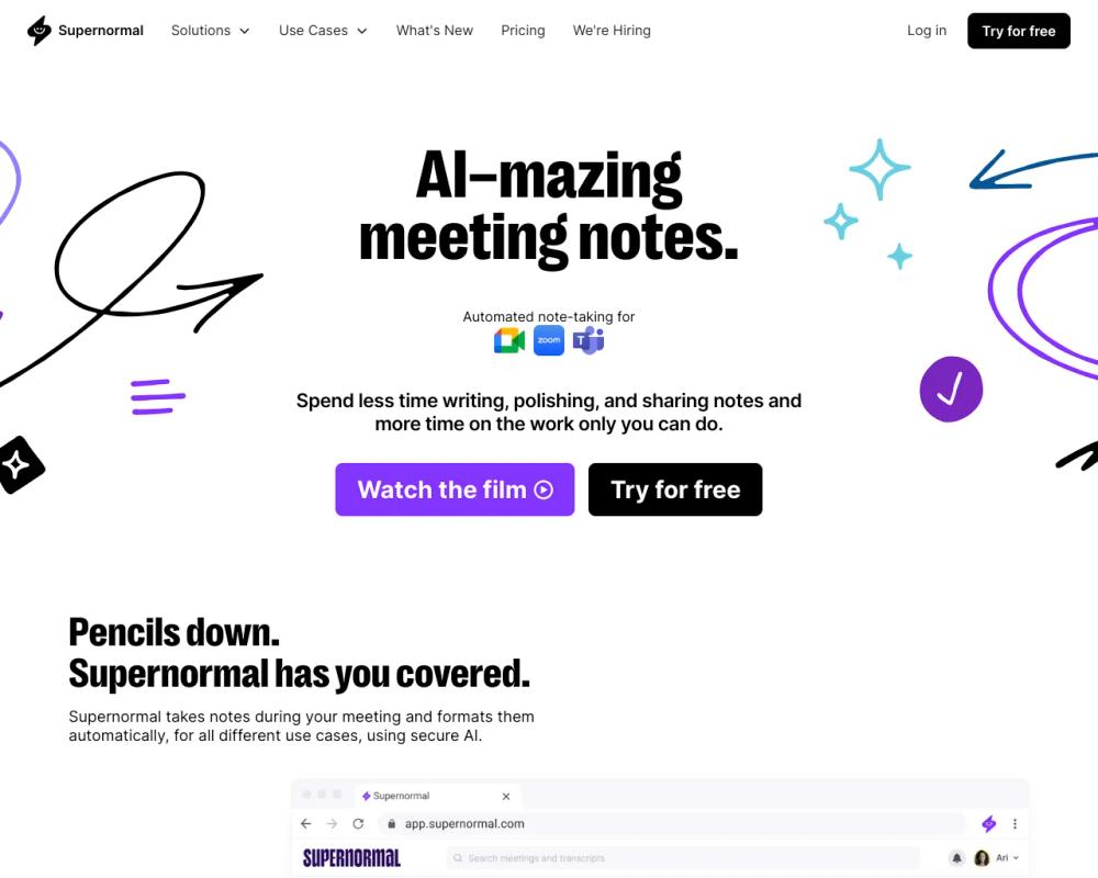 Supernormal website screenshot Supernormal website screenshot