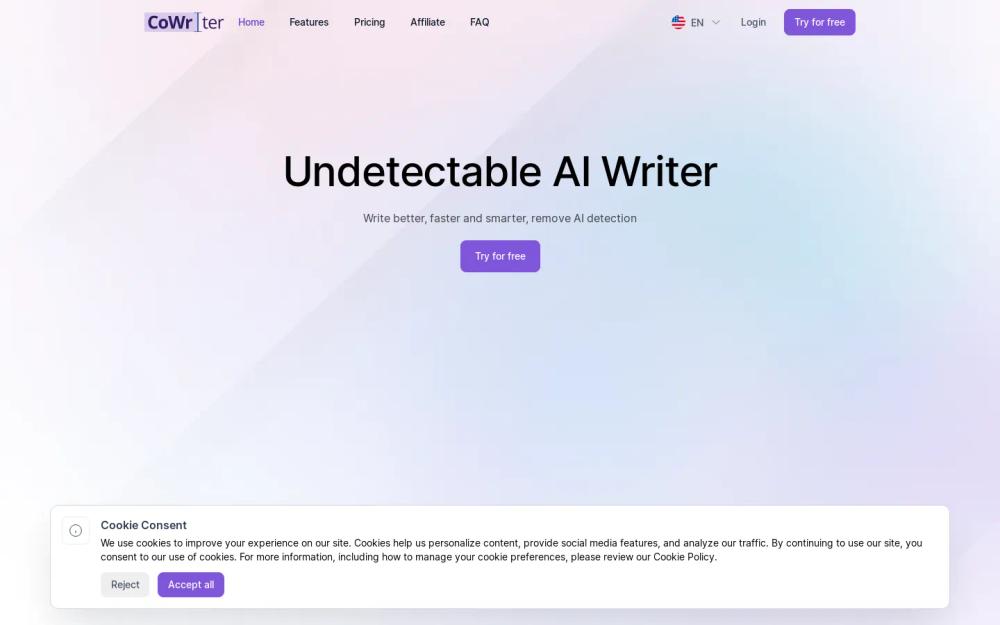 CoWriter AI website screenshot CoWriter AI website screenshot