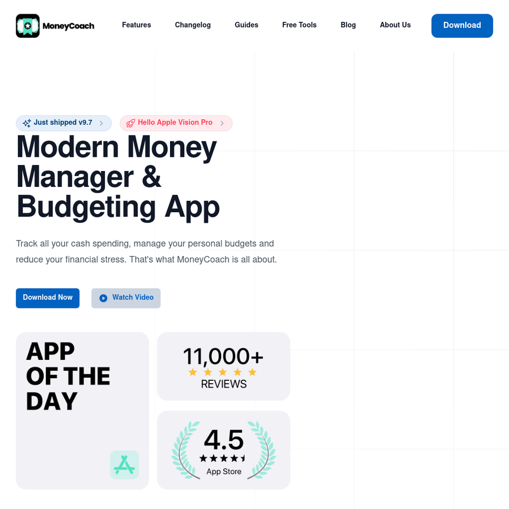 MoneyCoach website screenshot MoneyCoach website screenshot