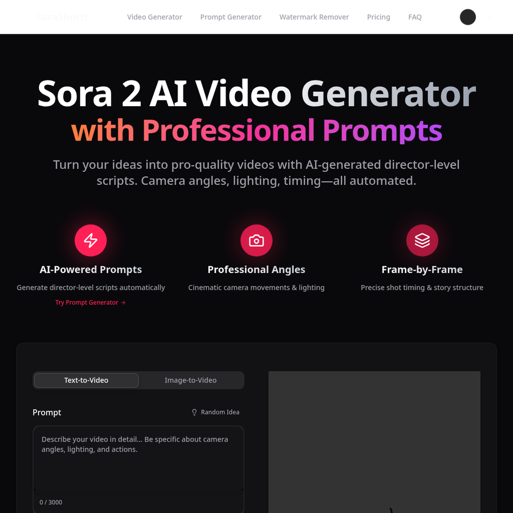Sora Shorts website screenshot Sora Shorts website screenshot
