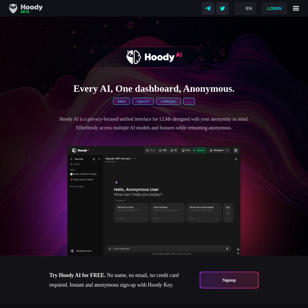 Hoody AI website screenshot Hoody AI website screenshot