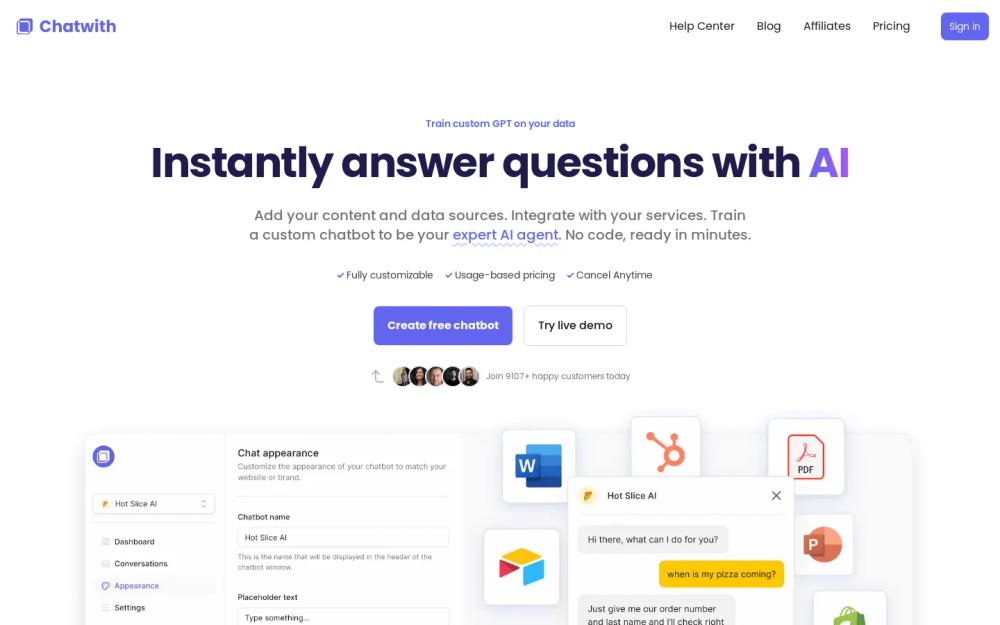 Chatwith website screenshot Chatwith website screenshot