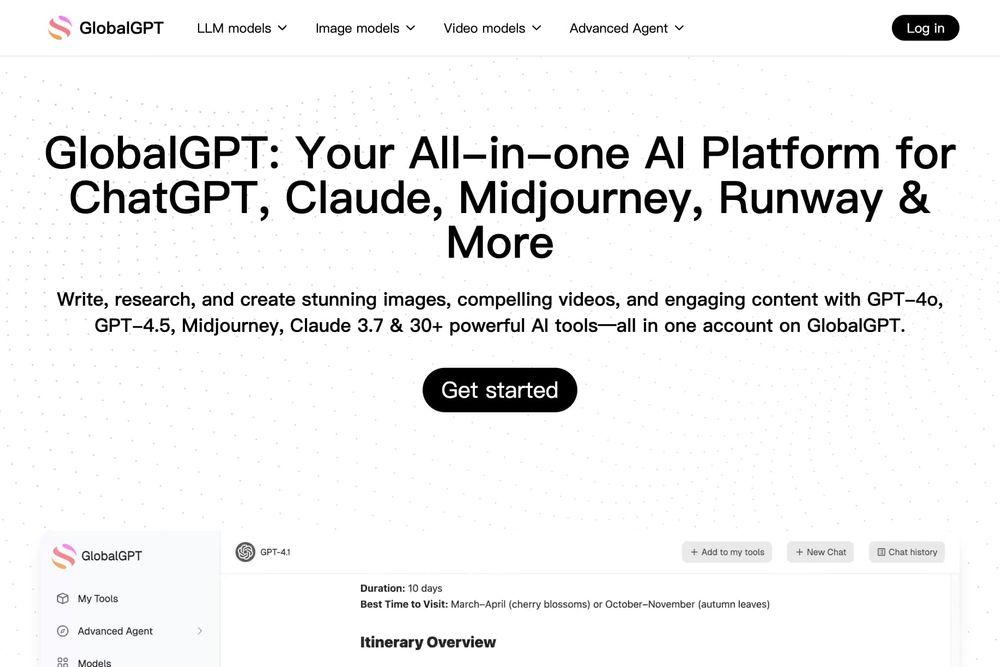 GlobalGPT website screenshot GlobalGPT website screenshot