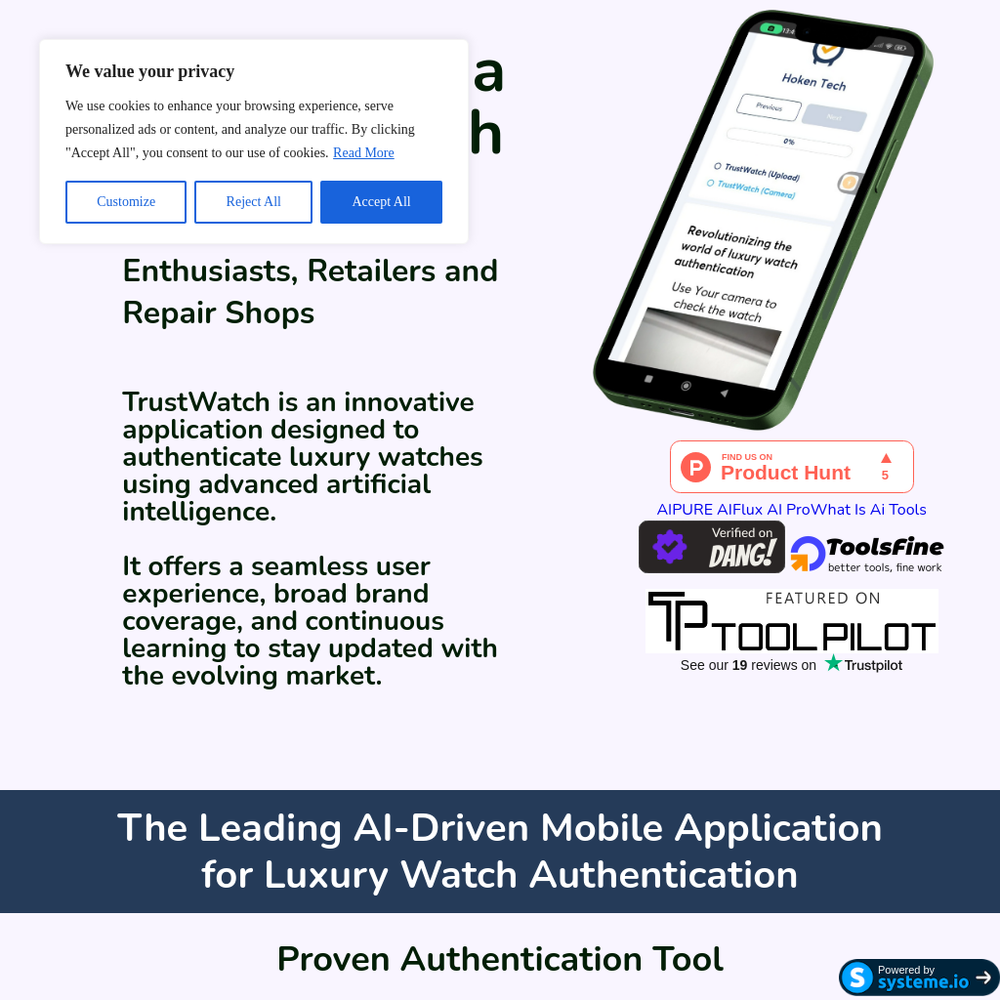 TrustWatch website screenshot TrustWatch website screenshot