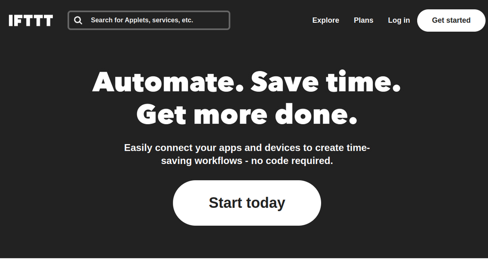 IFTTT website screenshot IFTTT website screenshot