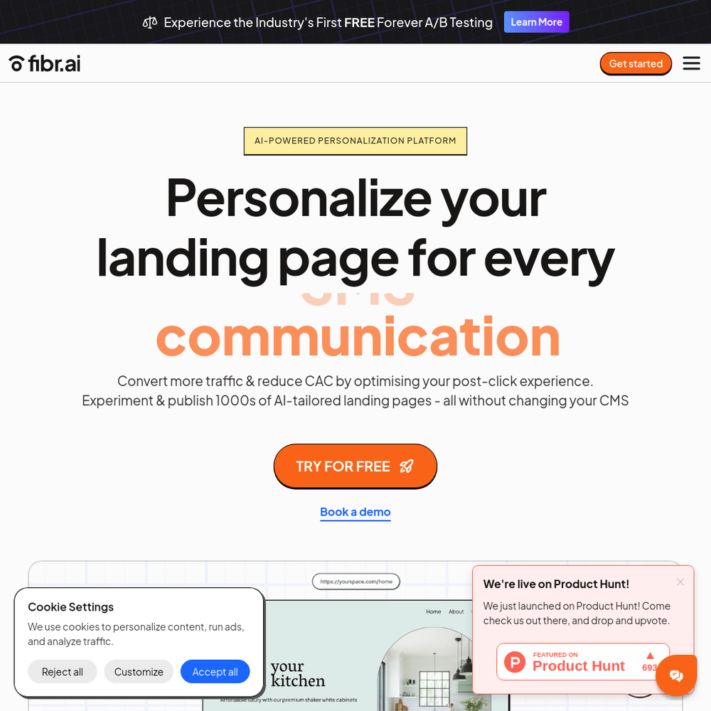 Fibr website screenshot Fibr website screenshot