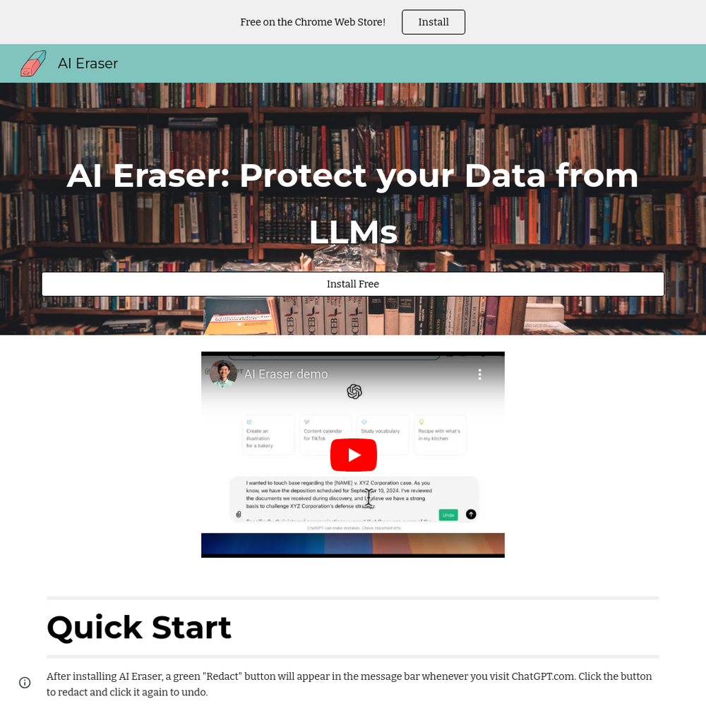 AI Eraser website screenshot AI Eraser website screenshot