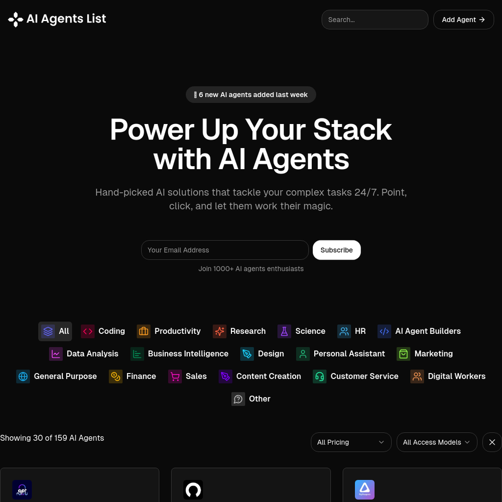 AI Agents List website screenshot AI Agents List website screenshot