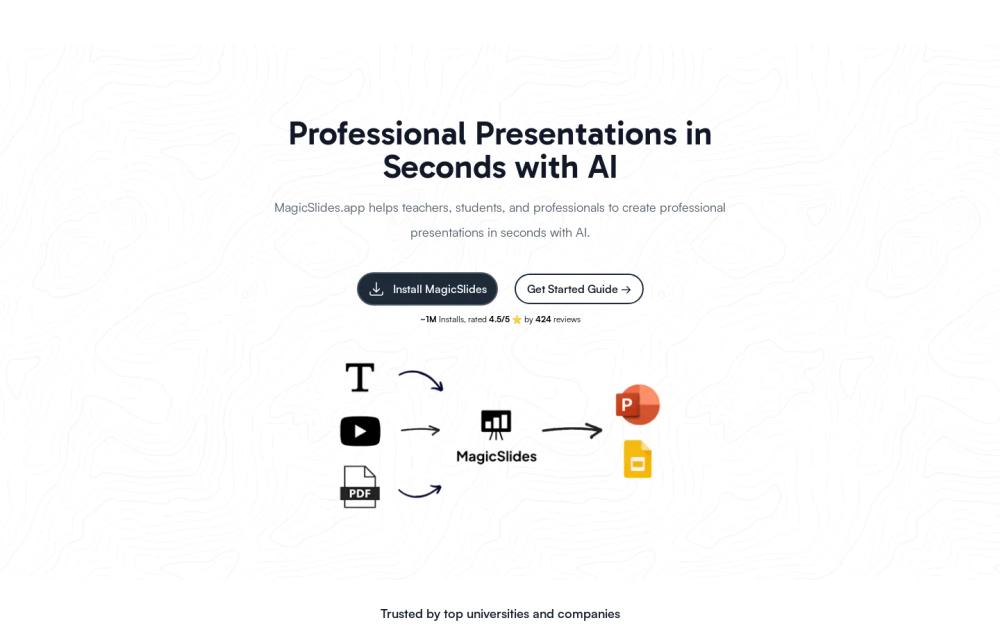 MagicSlides website screenshot MagicSlides website screenshot