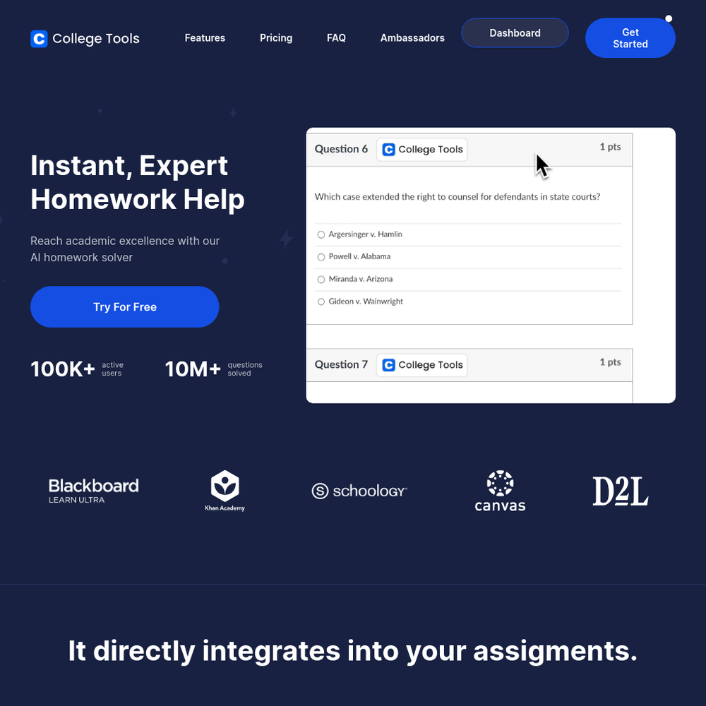 College Tools website screenshot College Tools website screenshot