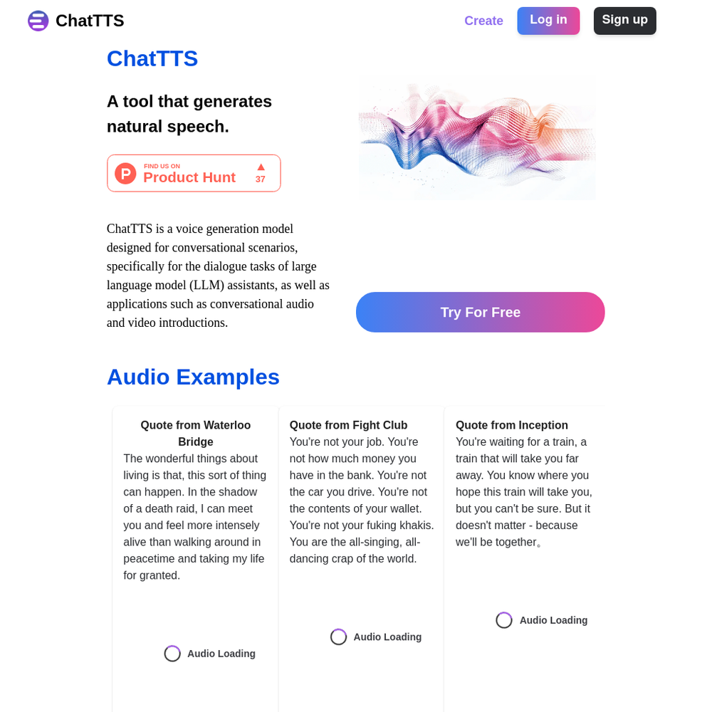 Chat-TTS website screenshot Chat-TTS website screenshot
