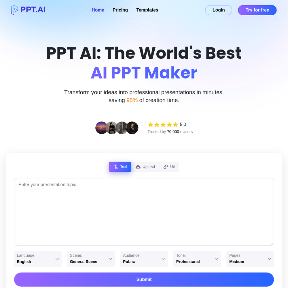 PPT AI website screenshot PPT AI website screenshot