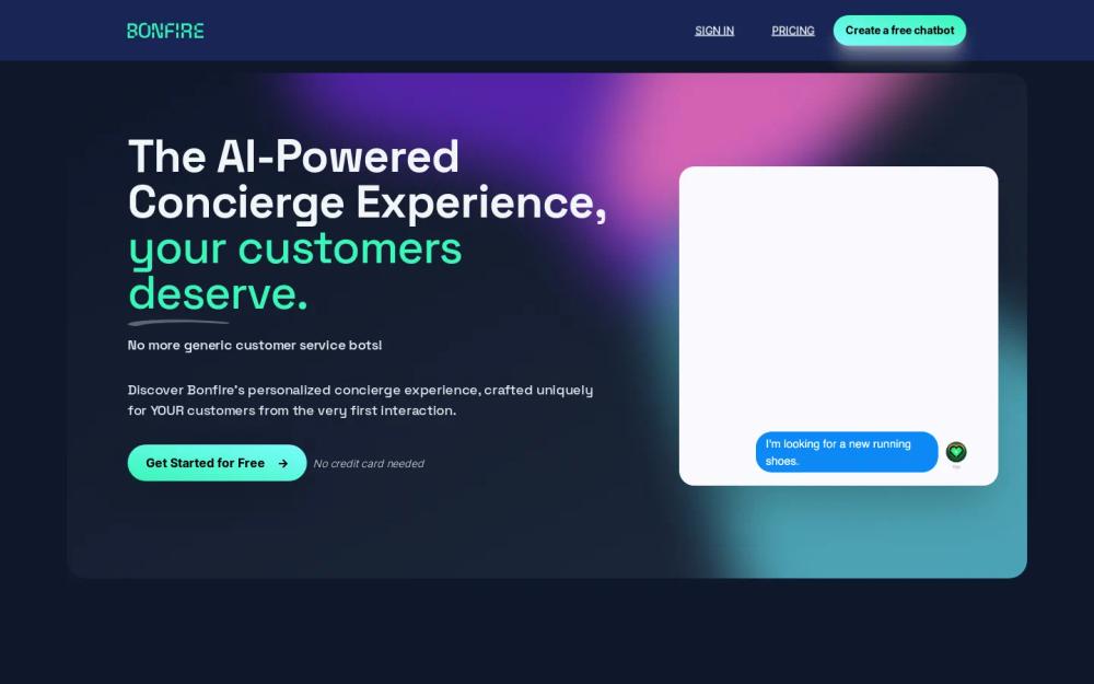 Bonfire - AI-Powered Concierge Bot website screenshot Bonfire - AI-Powered Concierge Bot website screenshot