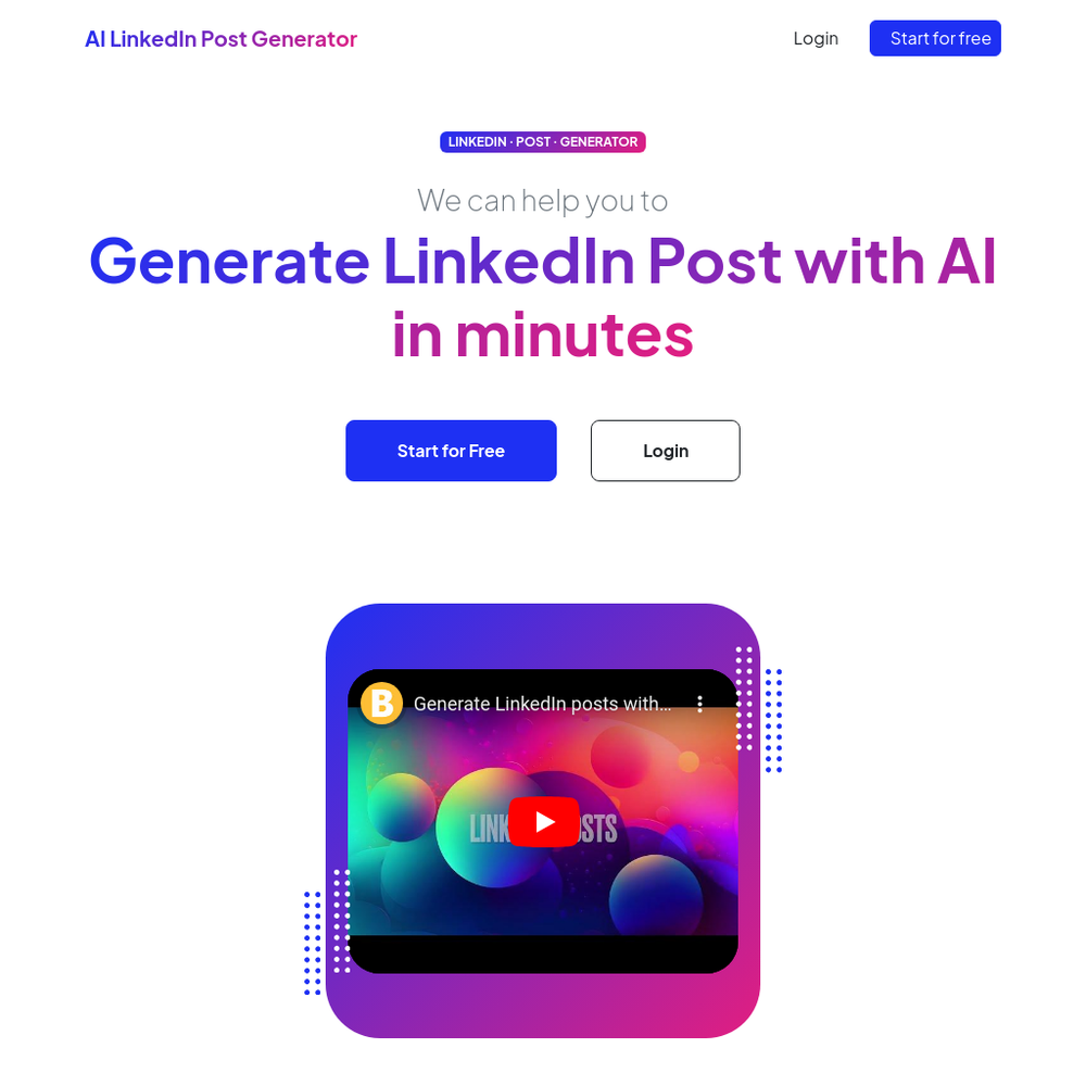 LinkedIn Post Generator AI website screenshot LinkedIn Post Generator AI website screenshot