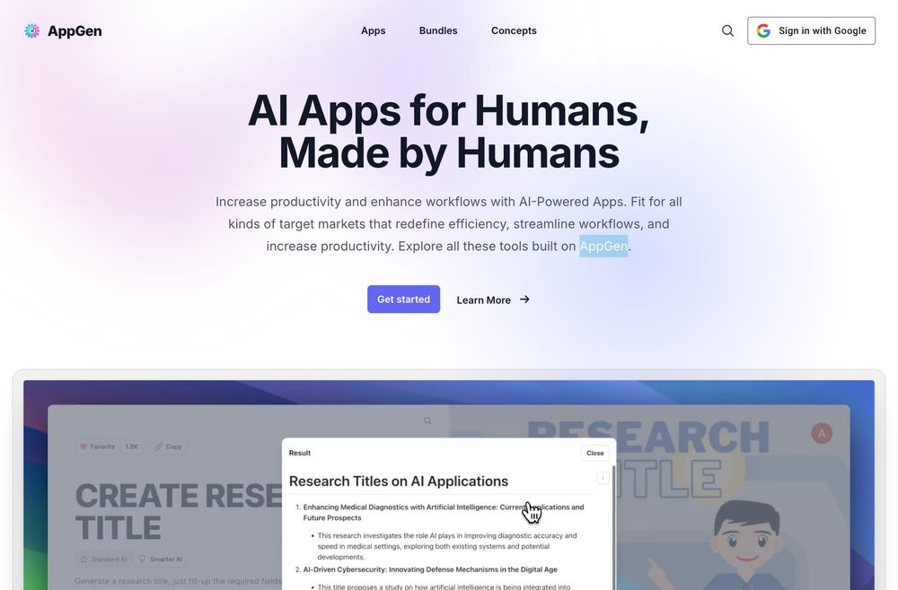 AppGen website screenshot AppGen website screenshot
