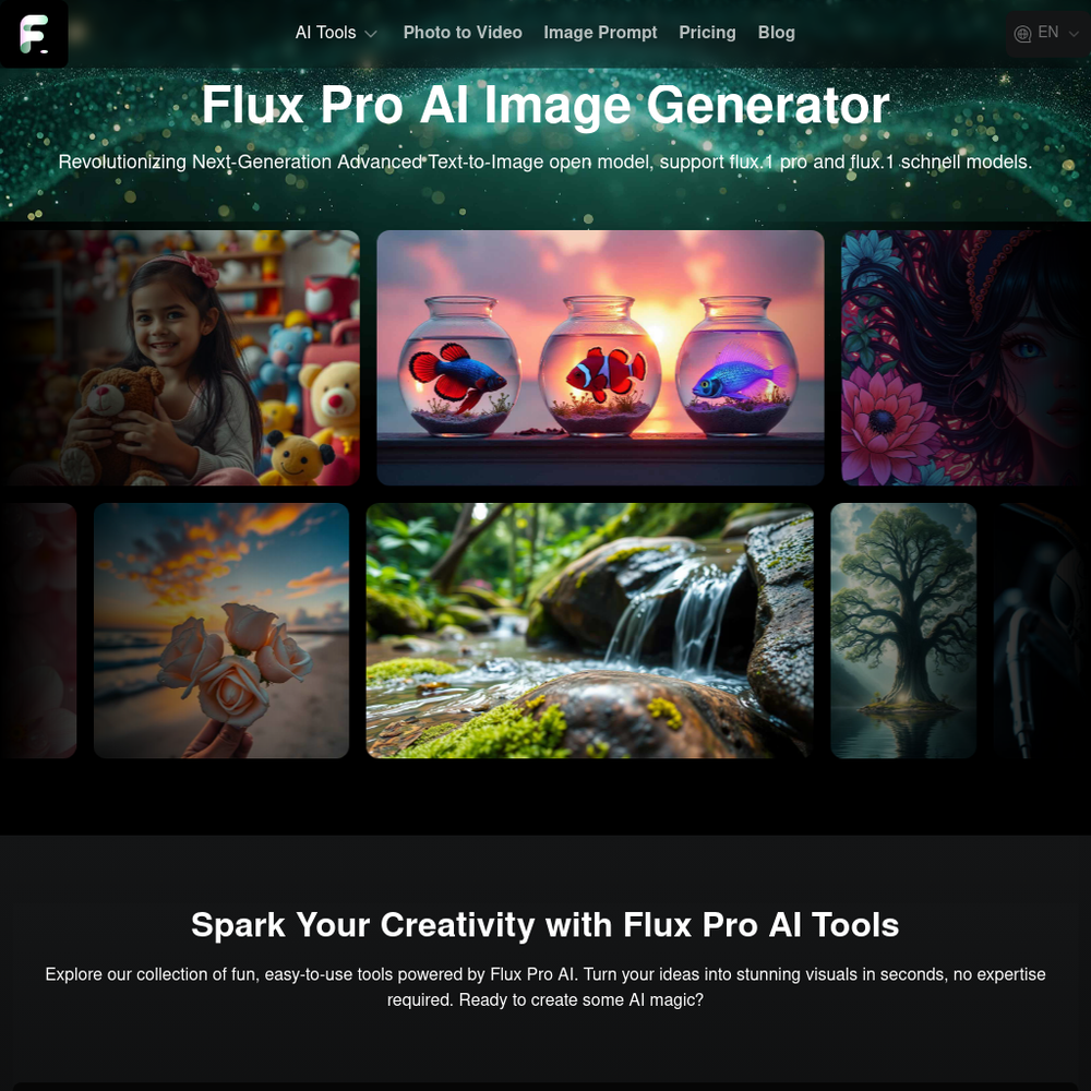 Flux Pro AI Image Generator website screenshot Flux Pro AI Image Generator website screenshot