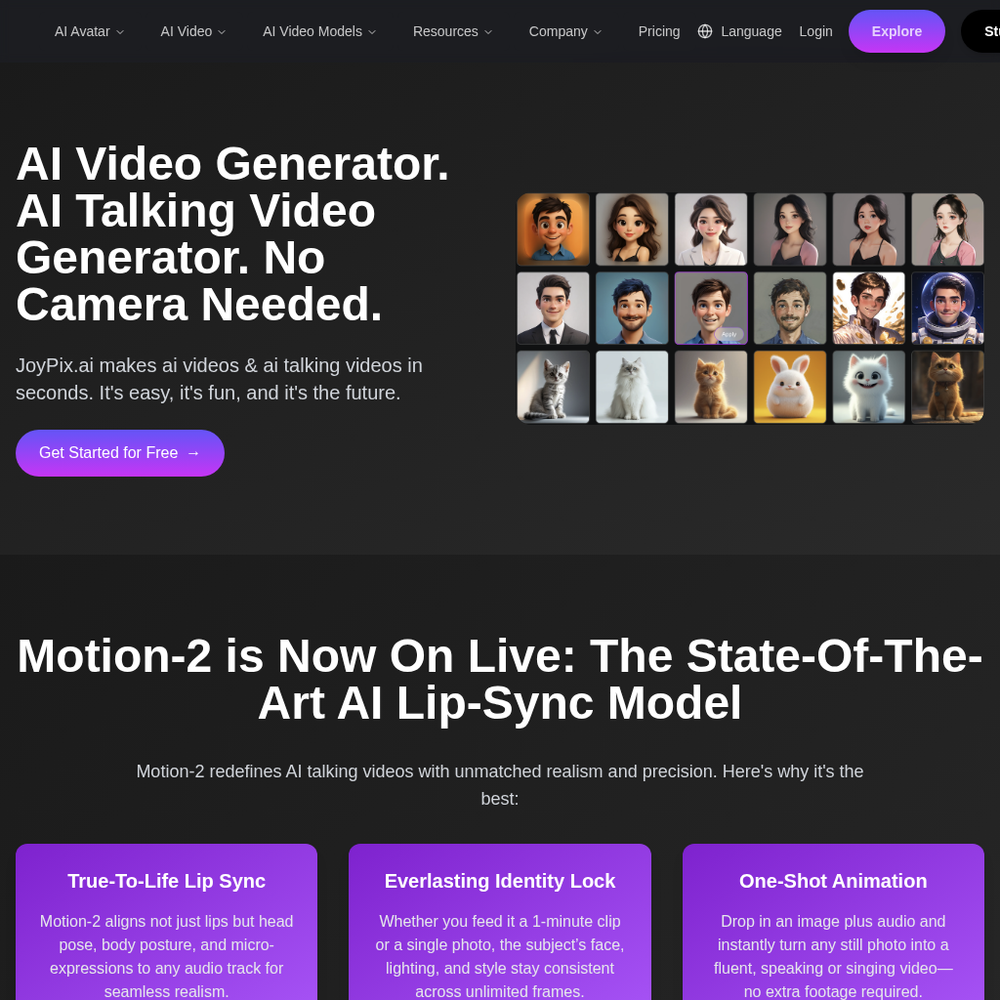 JoyPix.ai website screenshot JoyPix.ai website screenshot