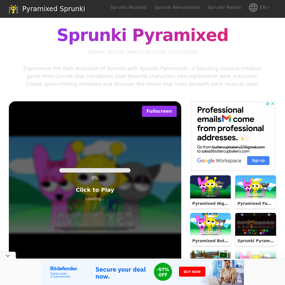 Sprunki Pyramixed website screenshot Sprunki Pyramixed website screenshot