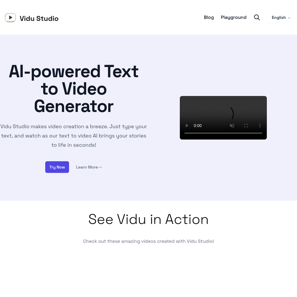 Vidu Studio website screenshot Vidu Studio website screenshot