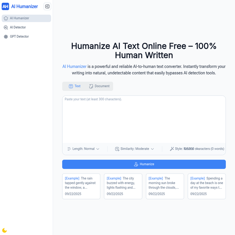 AI Humanizer website screenshot AI Humanizer website screenshot