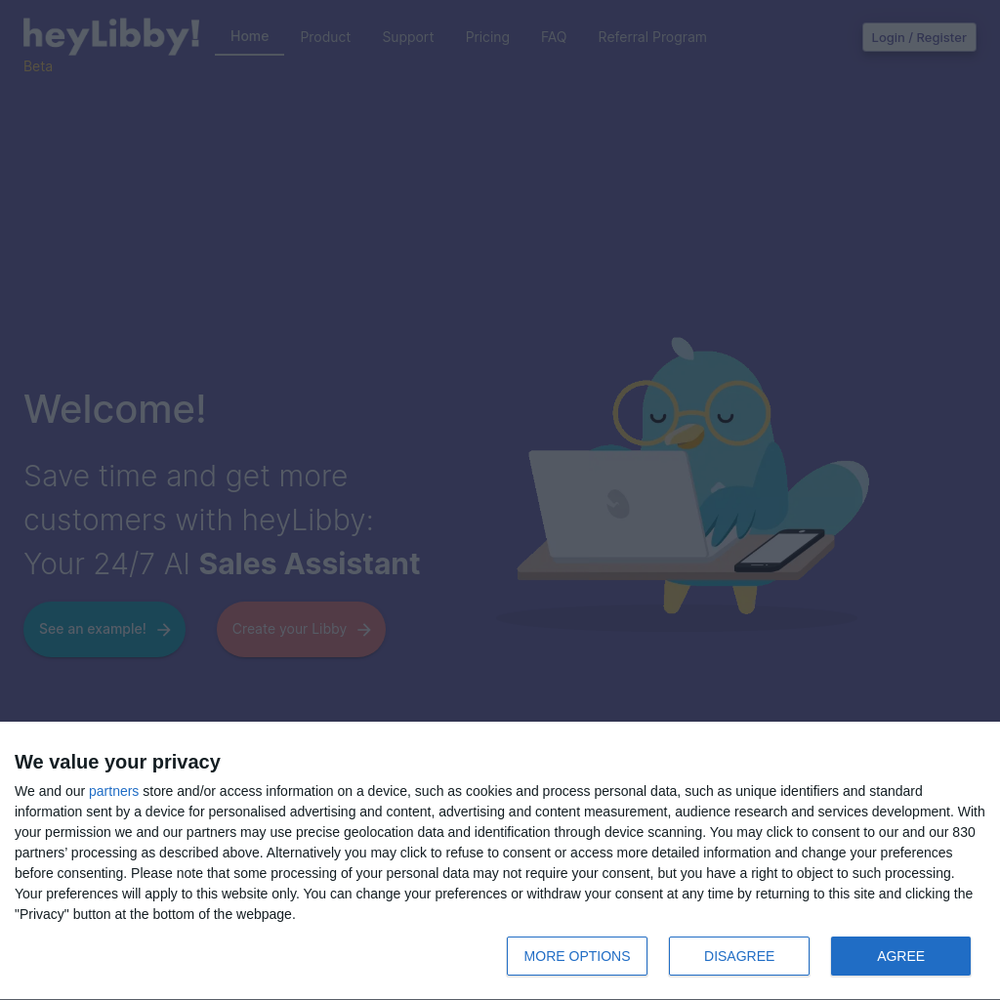 HeyLibby website screenshot HeyLibby website screenshot