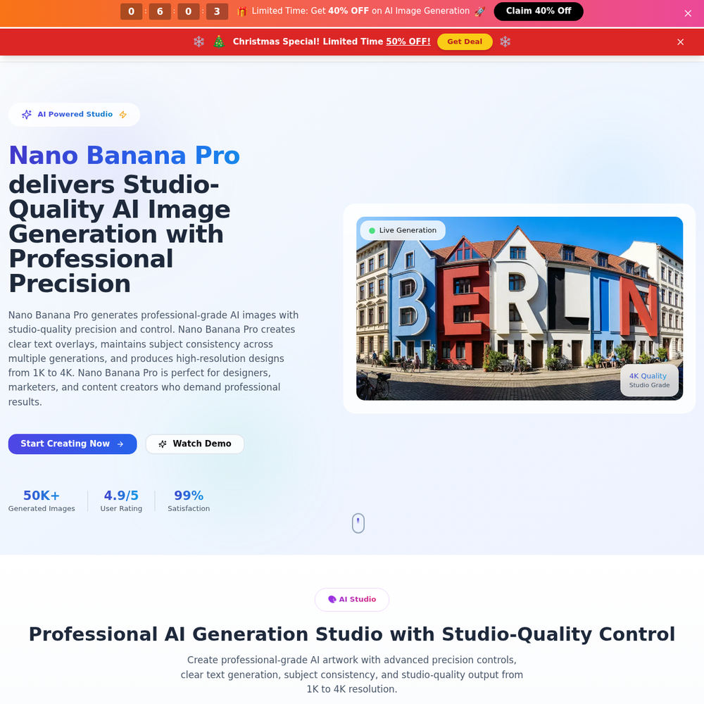 Nano Banana Pro website screenshot Nano Banana Pro website screenshot
