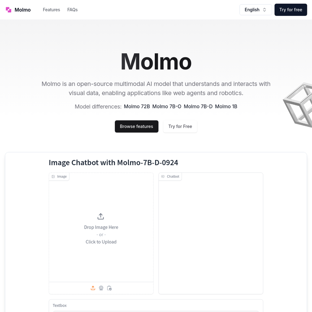 Molmo website screenshot Molmo website screenshot