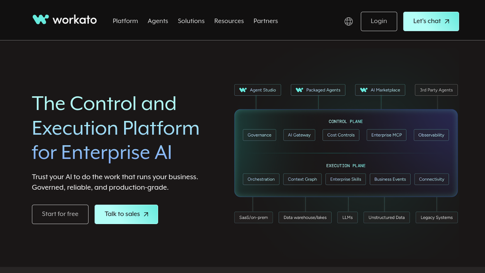 Workato website screenshot Workato website screenshot