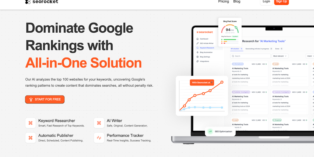 SeoRocket.ai website screenshot SeoRocket.ai website screenshot