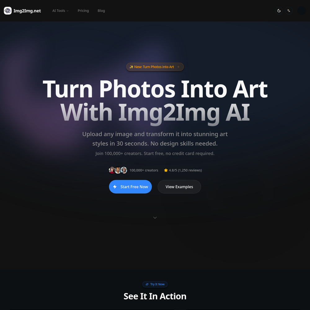 Img2Img.net AI website screenshot Img2Img.net AI website screenshot